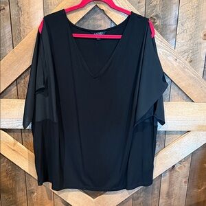 Polo by Ralph Lauren Black V-Neck Blouse